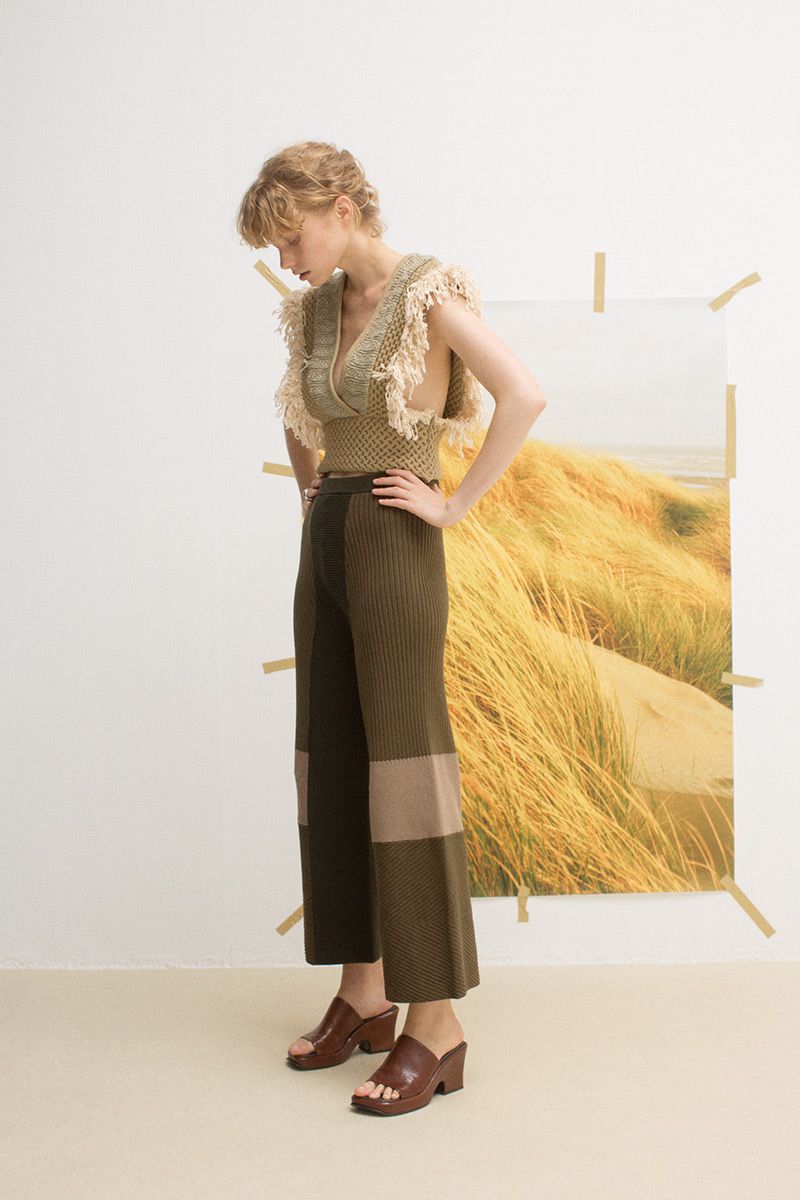 Patchwork Fringe Top 詳細画像 Khaki 2
