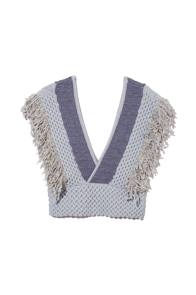 Patchwork Fringe Top 詳細画像 Blue 2