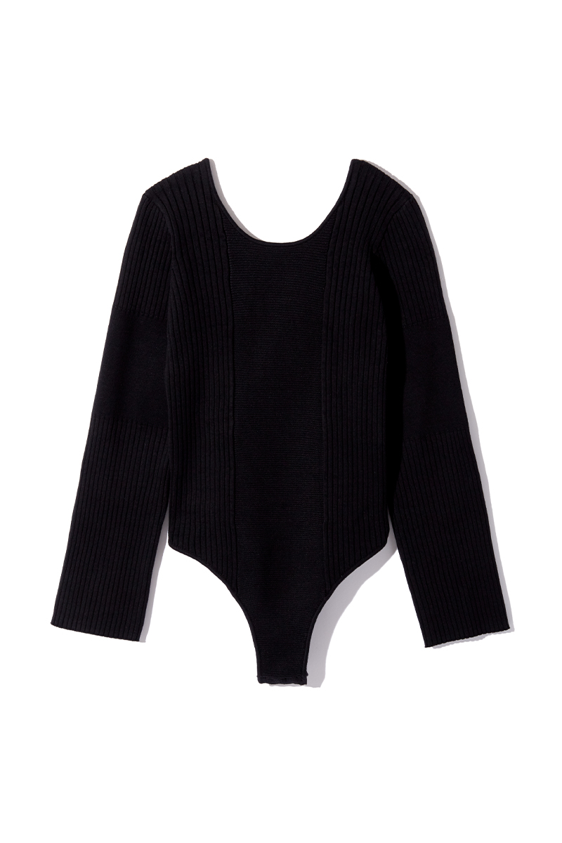 Mix Rib Stitch Body Suits 詳細画像 Black 2