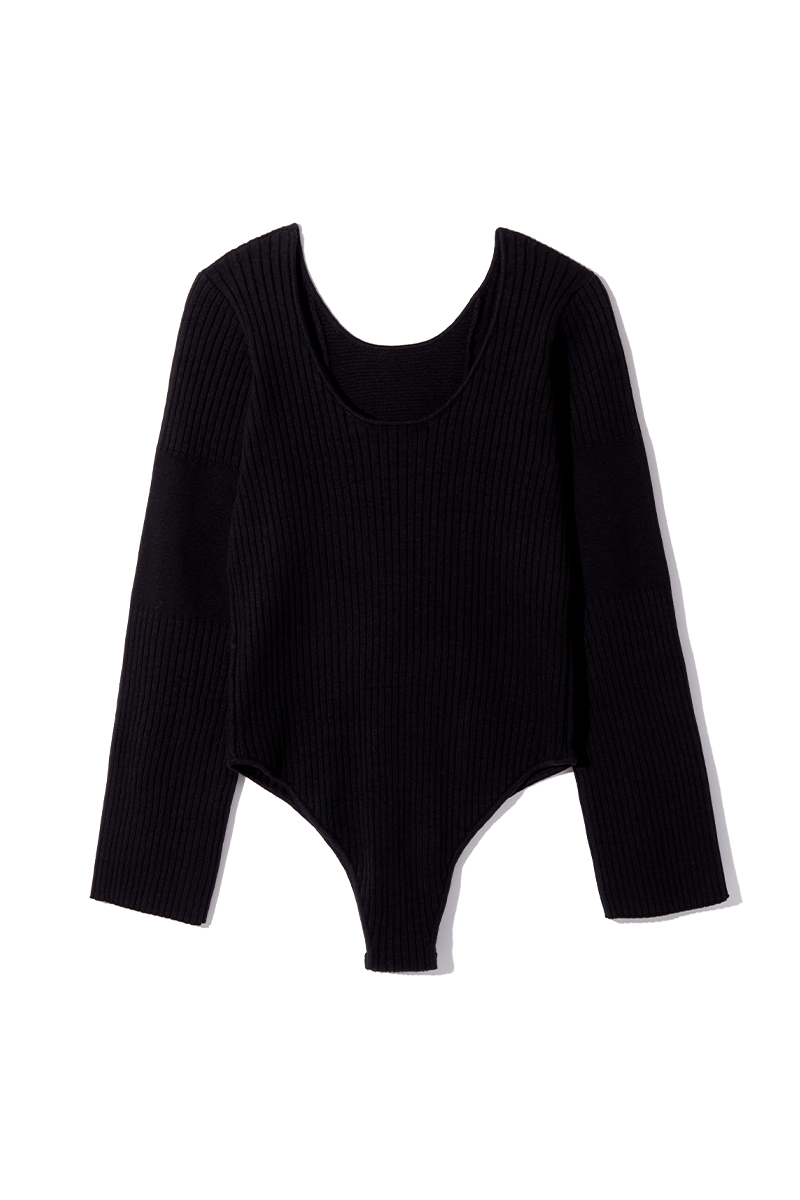 Mix Rib Stitch Body Suits 詳細画像 Black 3