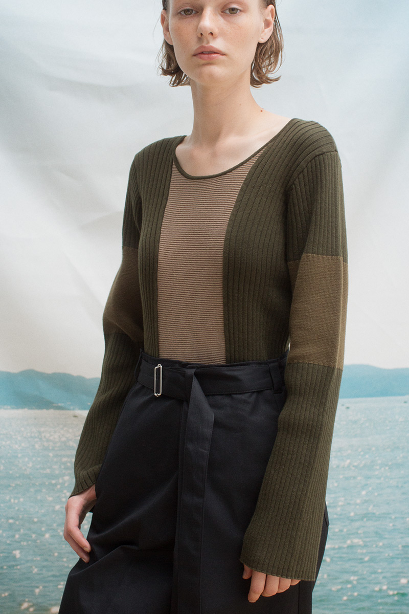 Mix Rib Stitch Body Suits 詳細画像 Khaki 1