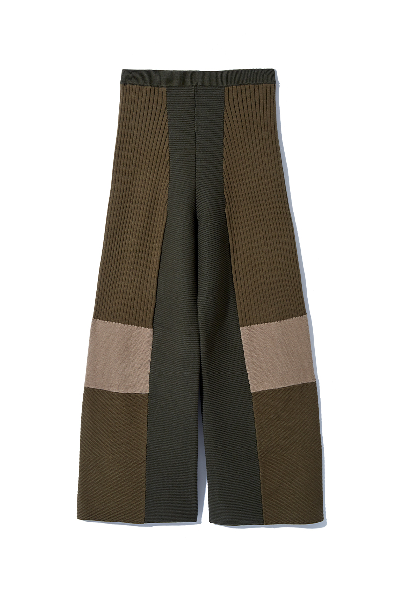 Mix Rib Stitch Trousers 詳細画像 Khaki 2
