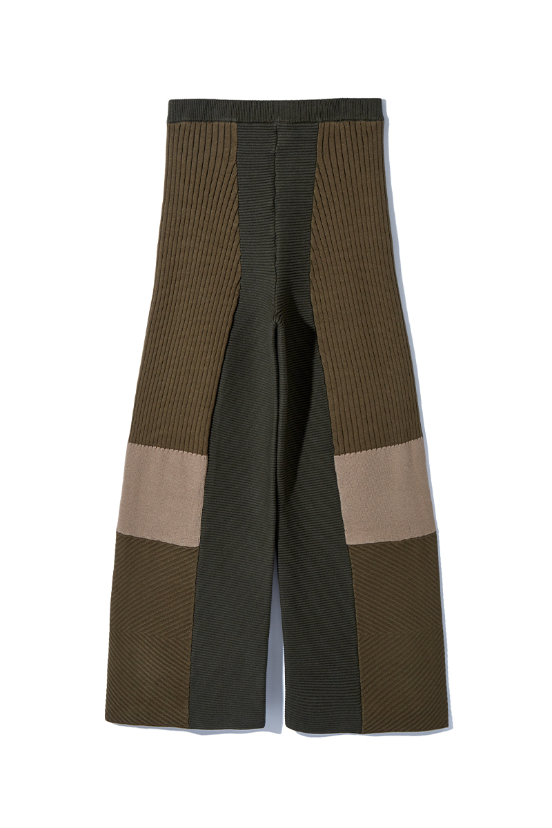 Mix Rib Stitch Trousers 詳細画像 Khaki 3