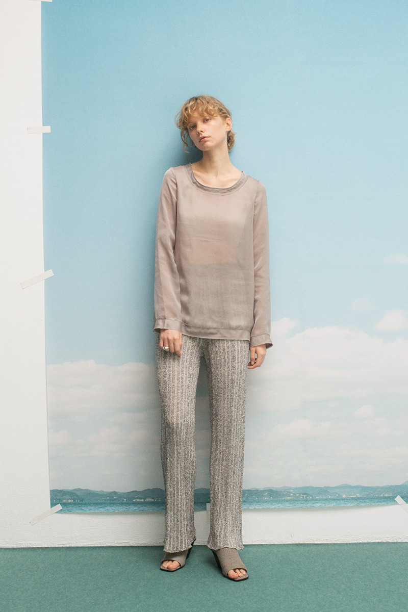 Sheer Stripe Knit Trousers 詳細画像 Black 2