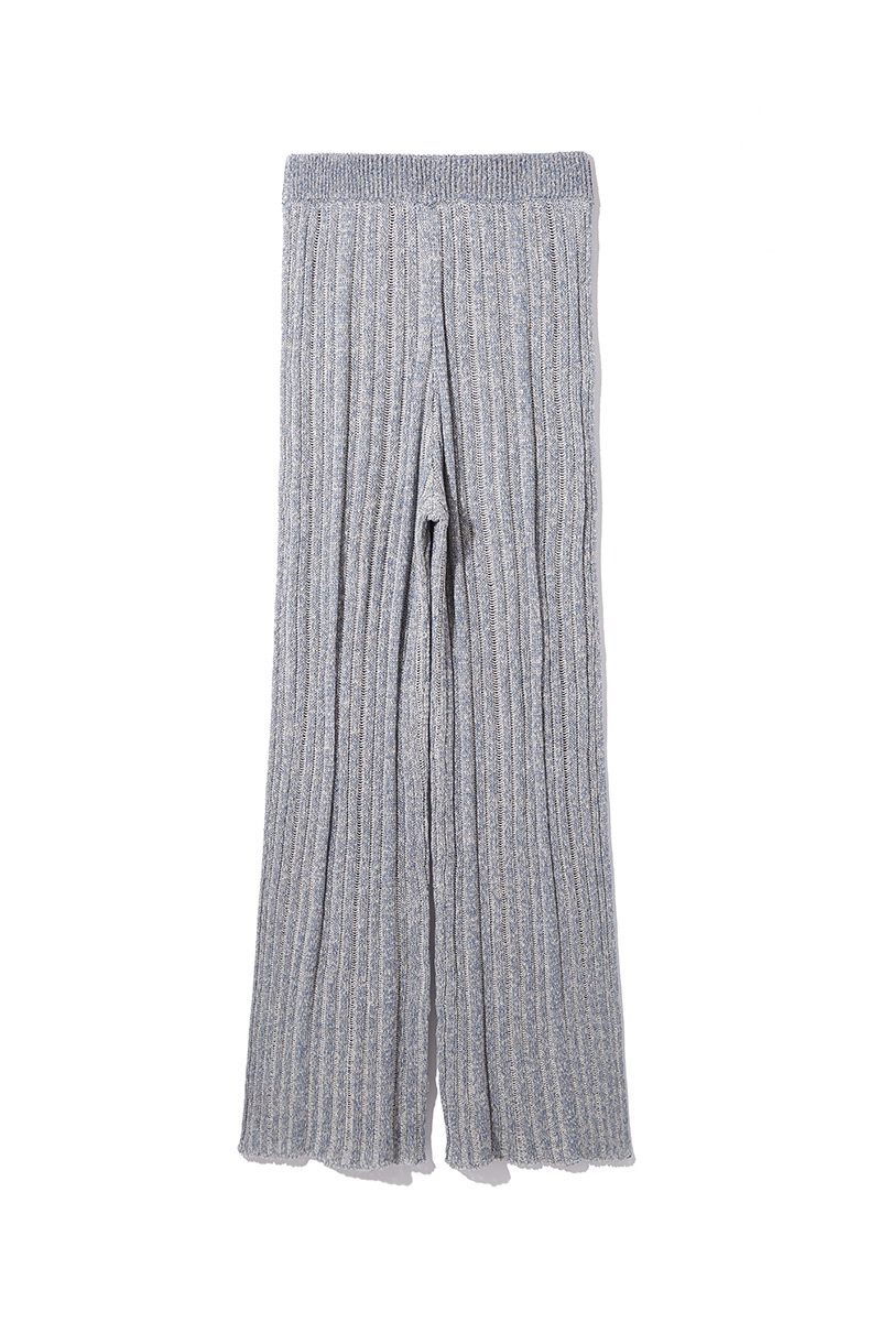 Sheer Stripe Knit Trousers 詳細画像 Blue 3