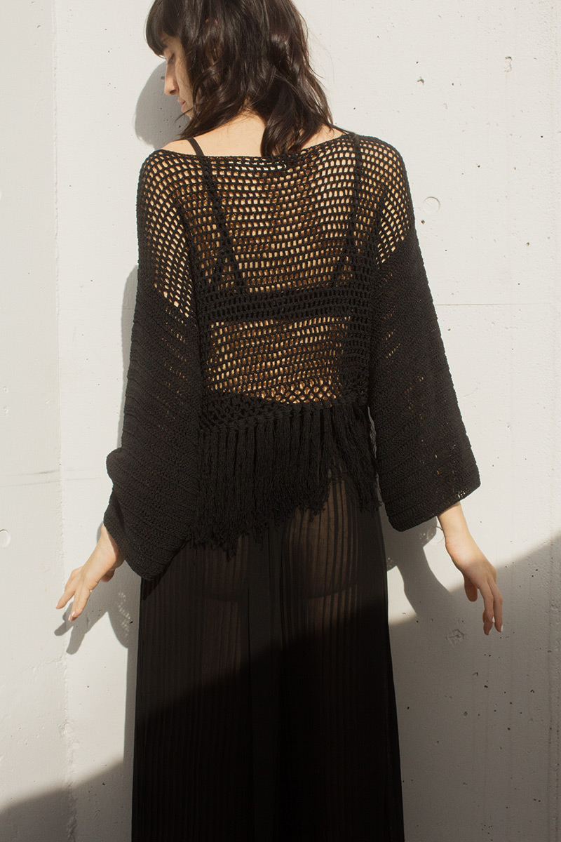 Coil Fringe Knit Top 詳細画像 Black 2
