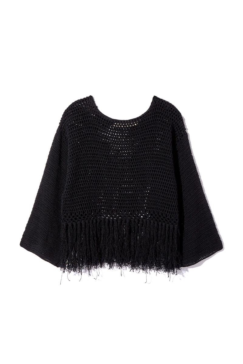 Coil Fringe Knit Top 詳細画像 Black 4