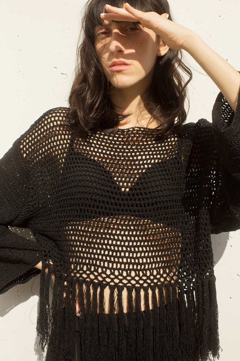 Coil Fringe Knit Top 詳細画像 Black 1