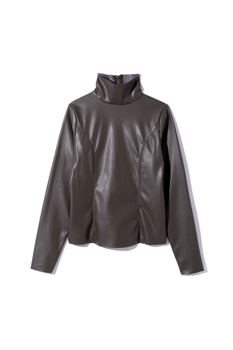 Back Zipper Turtle Top 詳細画像 Brown 3
