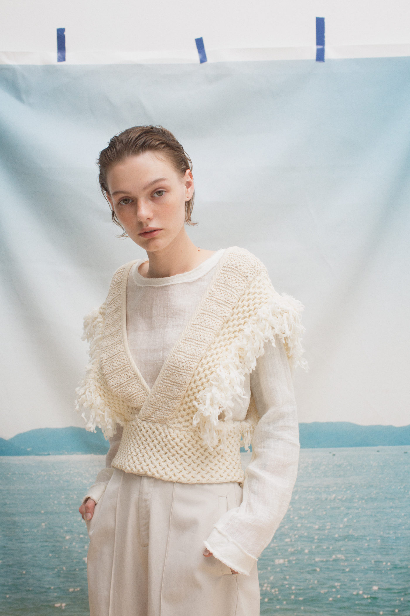 Sheer Linen Top 詳細画像 White 1