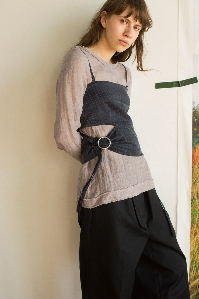 Sheer Linen Top 詳細画像 Gray 1