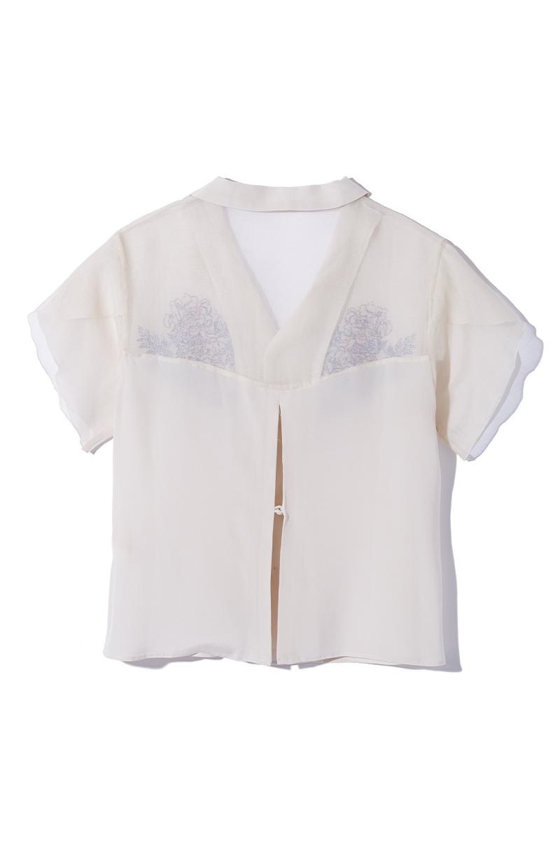 Floral Embroidery Aloha Shirts 詳細画像 White 3