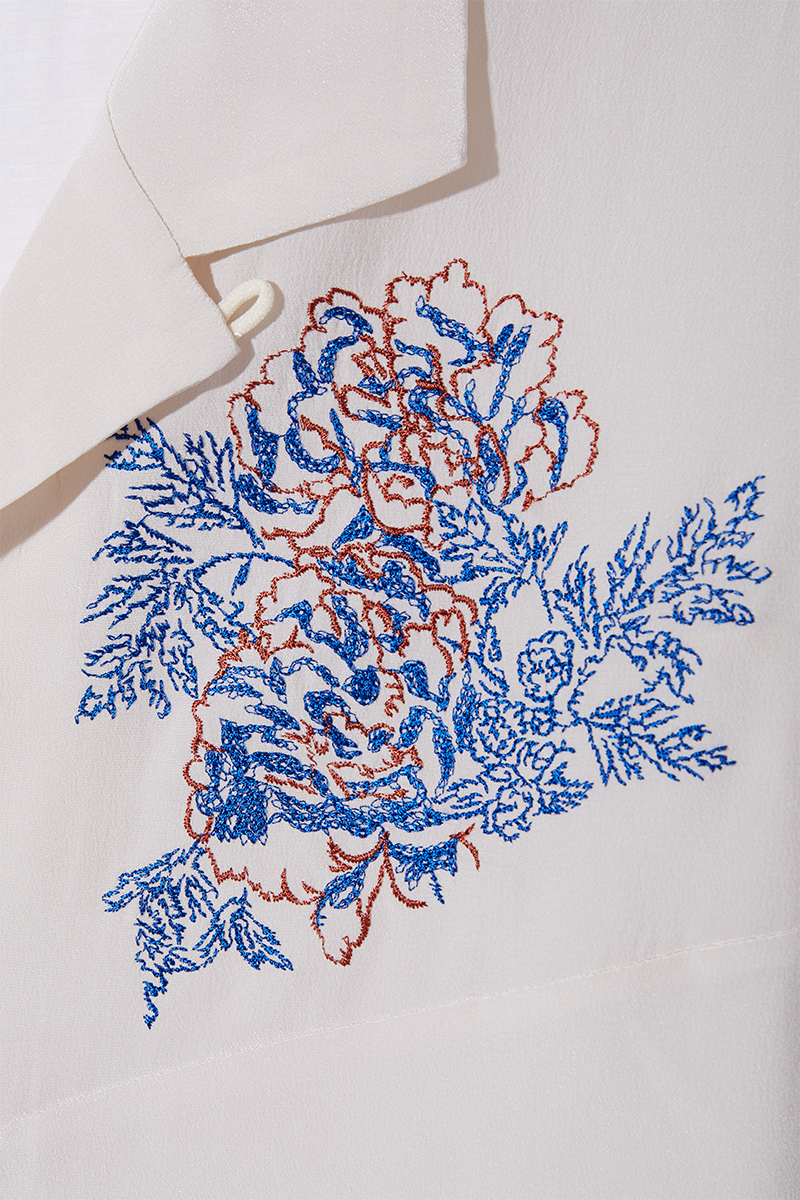 Floral Embroidery Aloha Shirts 詳細画像 White 4