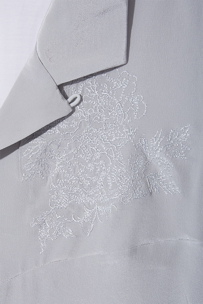 Floral Embroidery Aloha Shirts 詳細画像 Gray 5