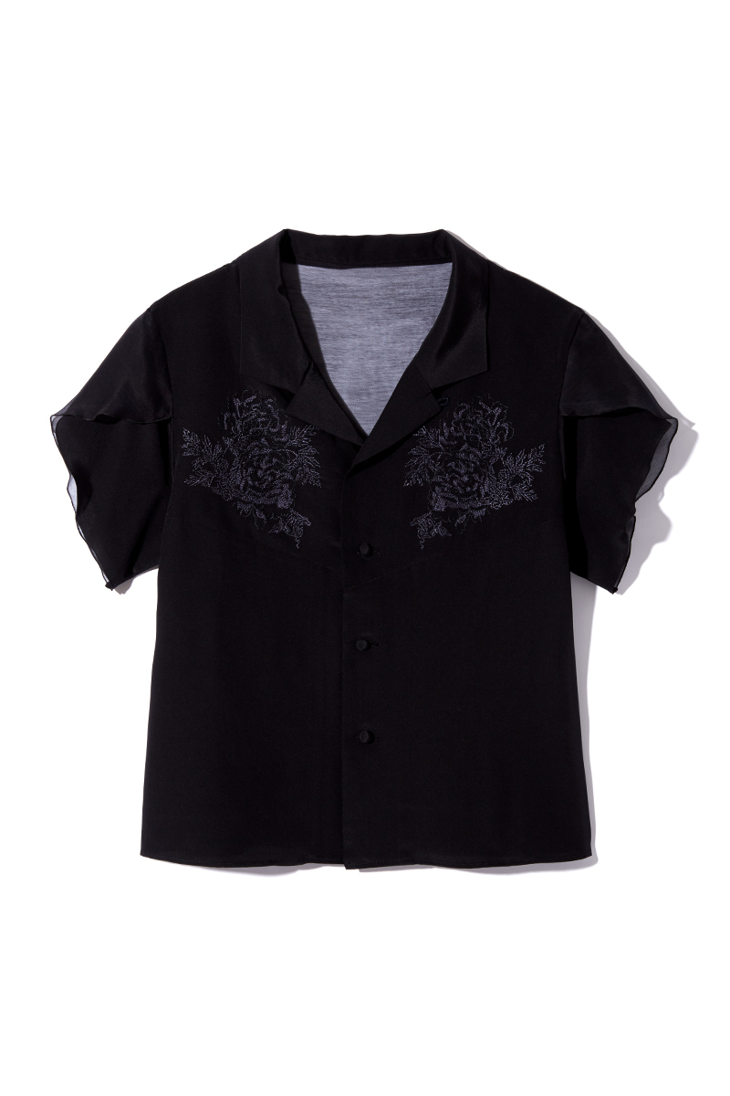 Floral Embroidery Aloha Shirts 詳細画像 Black 3