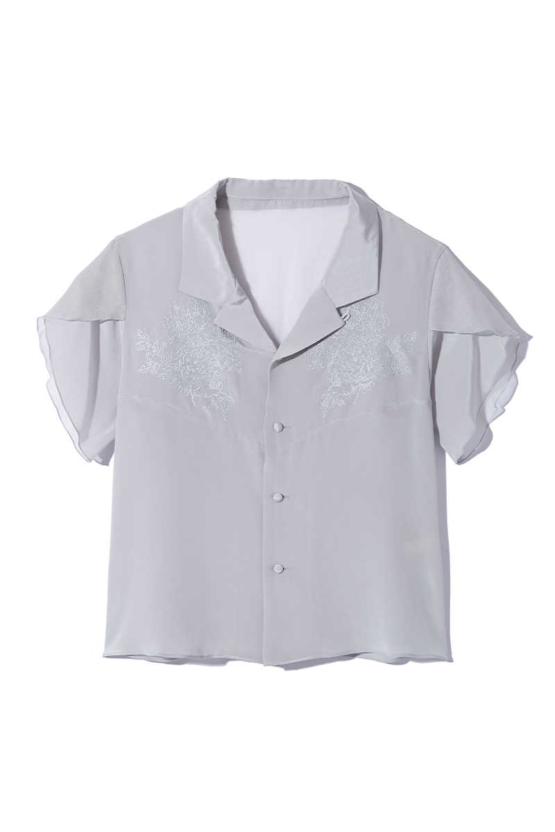 Floral Embroidery Aloha Shirts