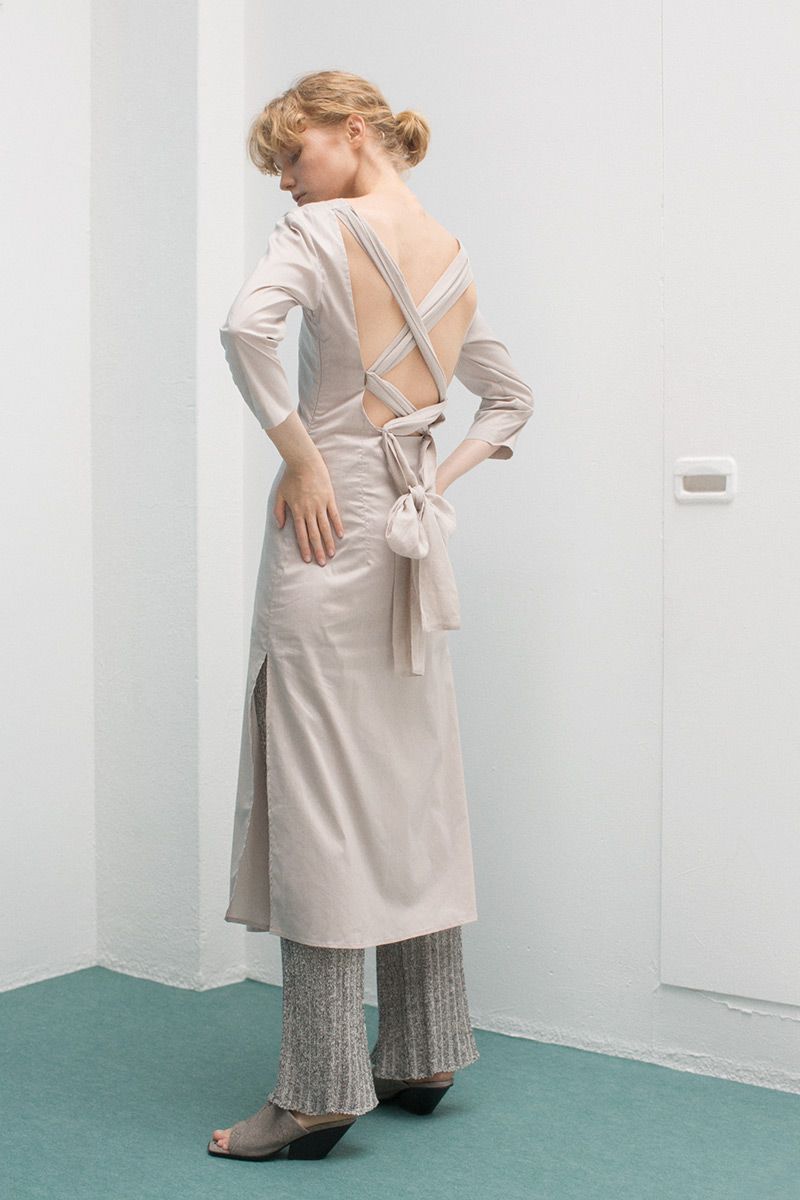 Back Open Ribbon Dress 詳細画像 Gray 1