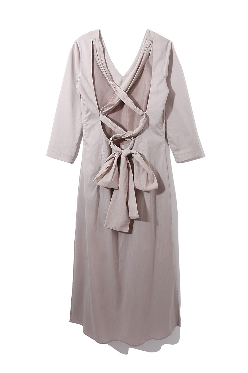 Back Open Ribbon Dress 詳細画像 Gray 1