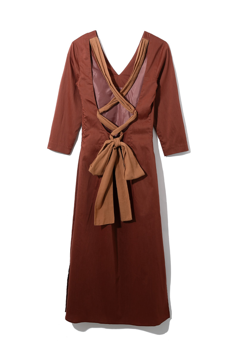 Back Open Ribbon Dress 詳細画像 Red 1