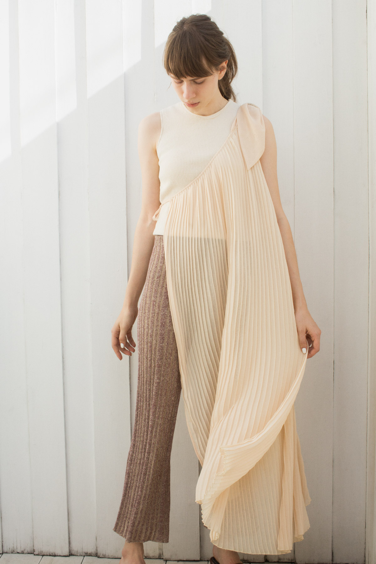 Sheer One Shoulder Dress 詳細画像 White 1