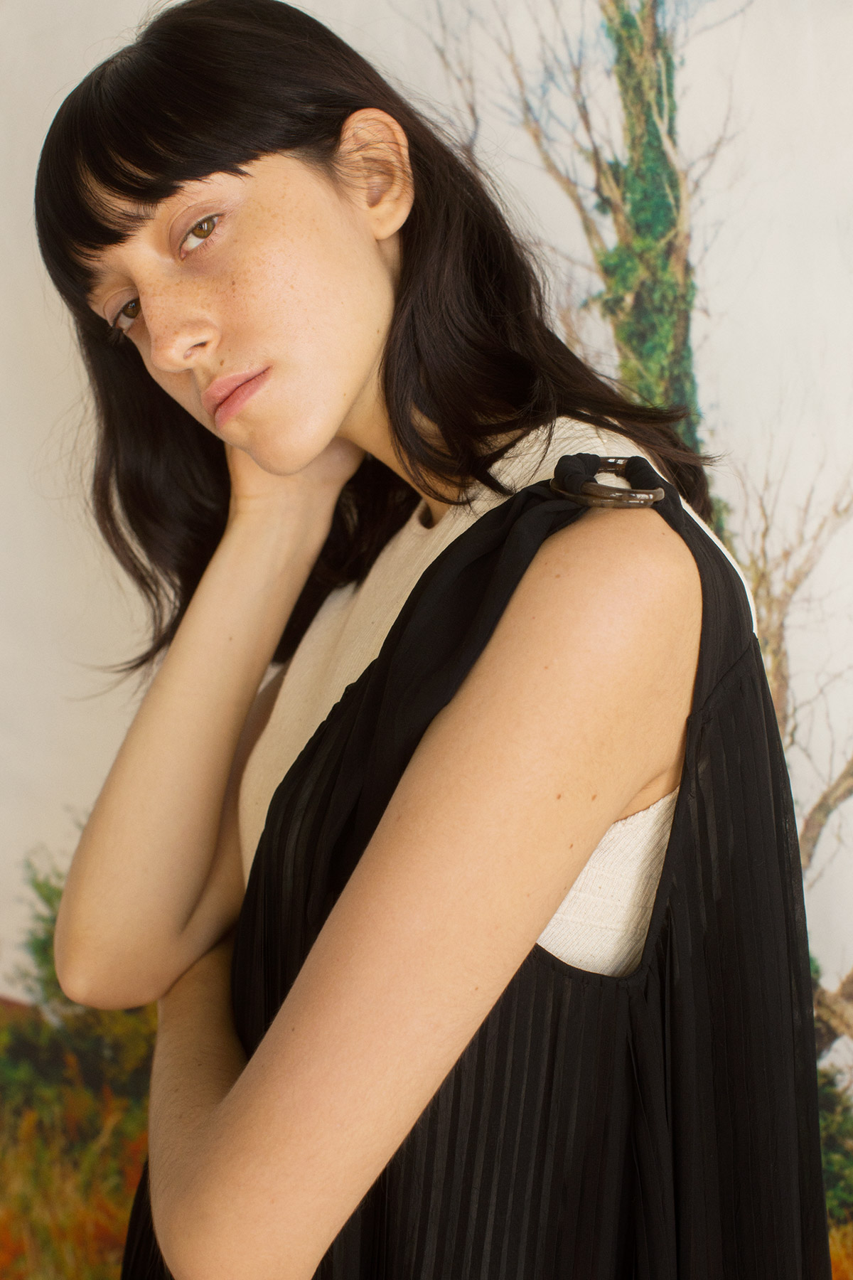 Sheer One Shoulder Dress 詳細画像 Black 2