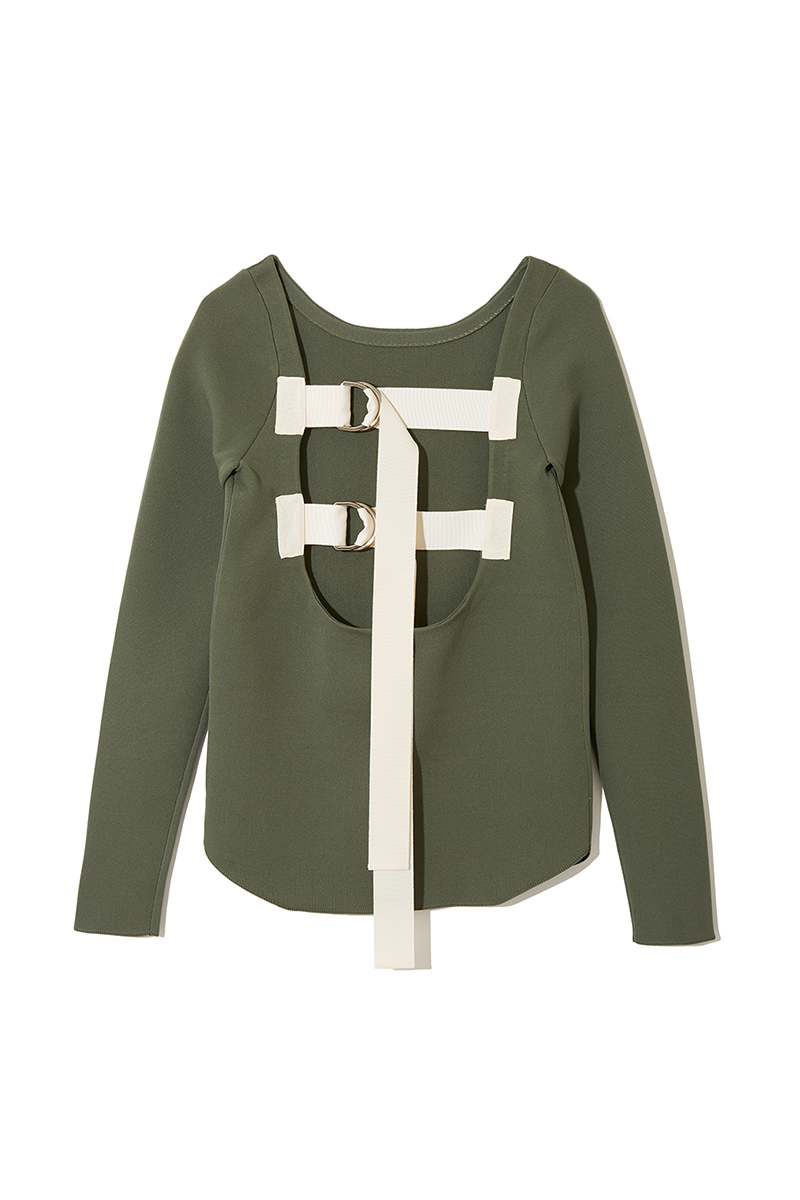 Back Belted Knit Top