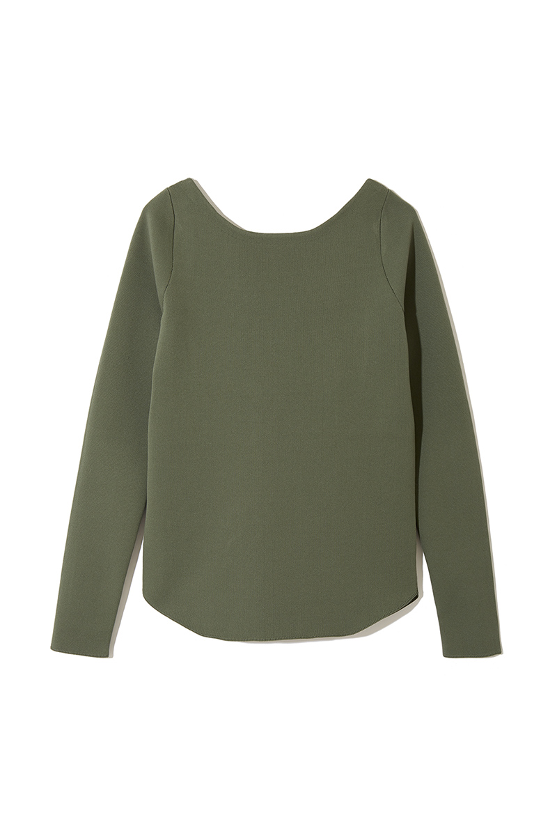 Back Belted Knit Top 詳細画像 Khaki 2
