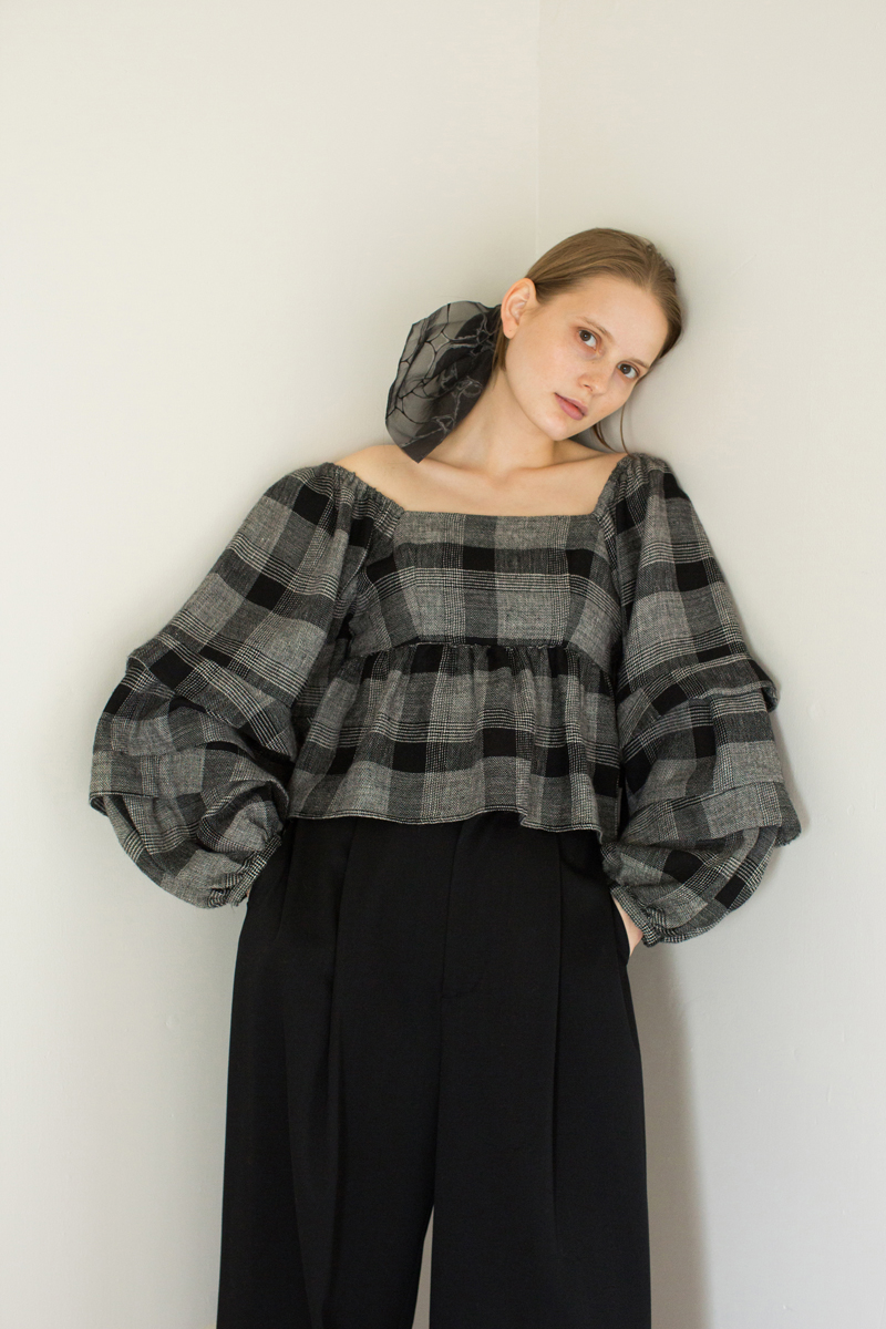 Check Blouse 詳細画像 Gray 2