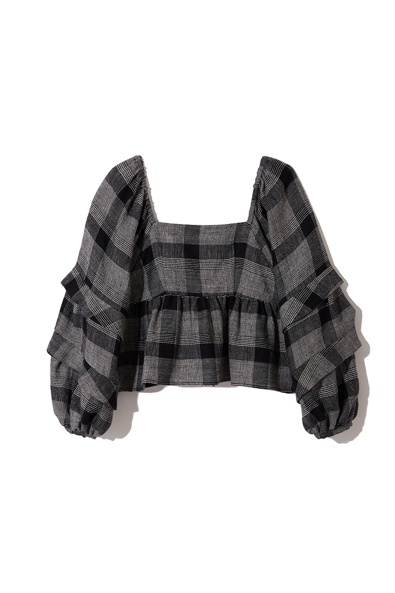 Check Blouse 詳細画像 Gray 1