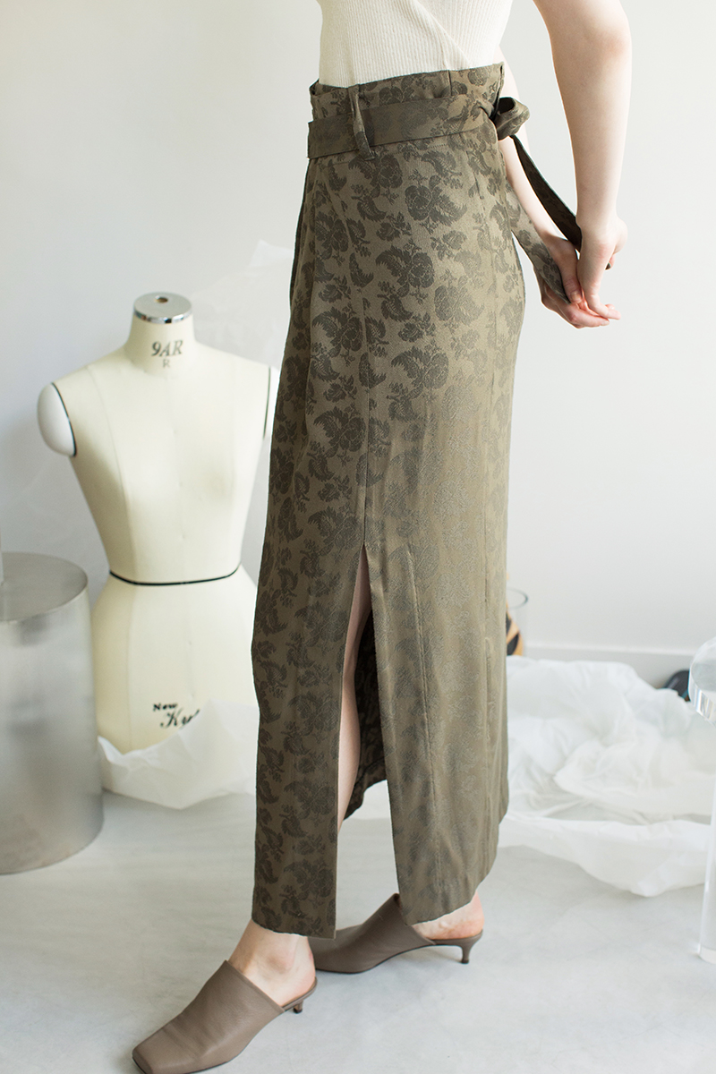 Jacquard Wrap Skirt 詳細画像 Green 1