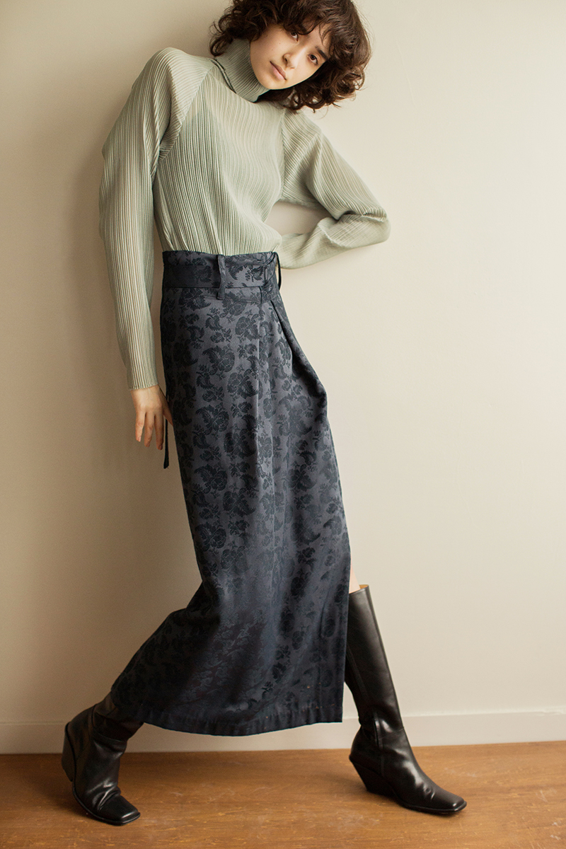 Jacquard Wrap Skirt 詳細画像 Navy 1