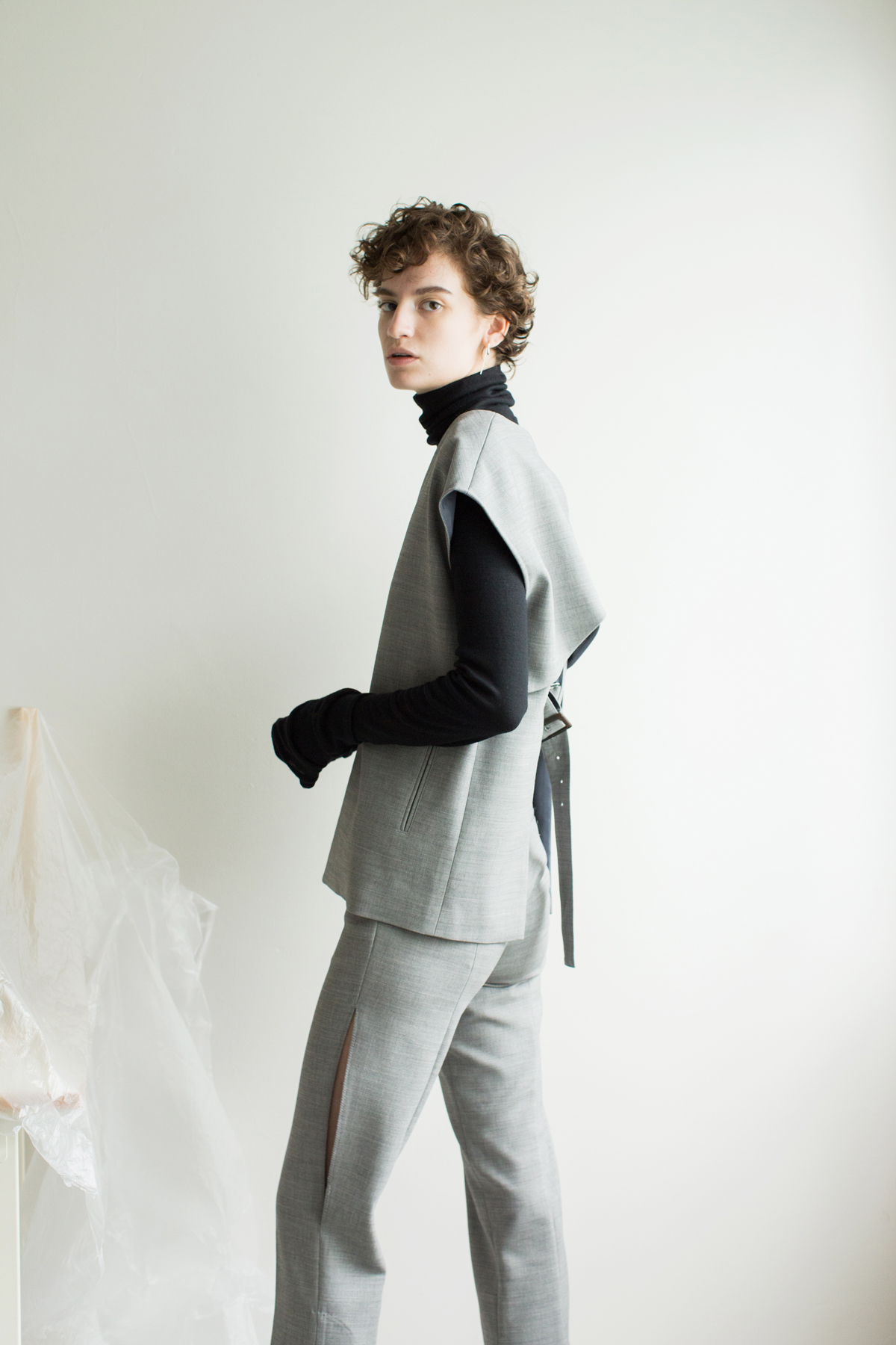 Georgie Slit Trousers 詳細画像 Gray 3