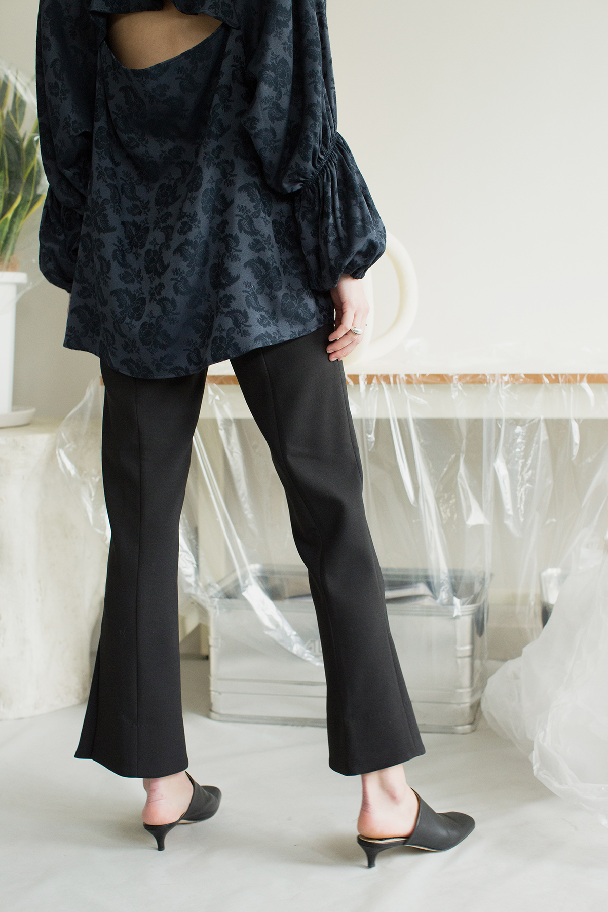 Georgie Slit Trousers 詳細画像 Black 2