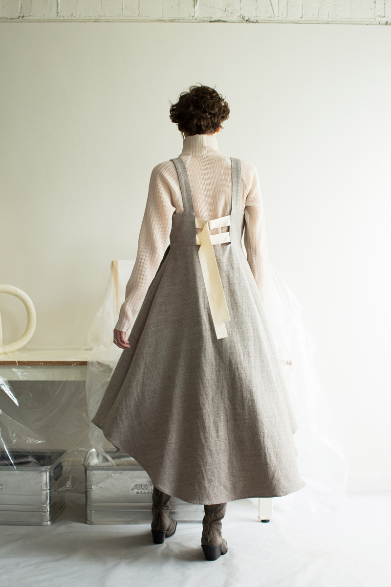 Wool Linen Belted Dress 詳細画像 Beige 1