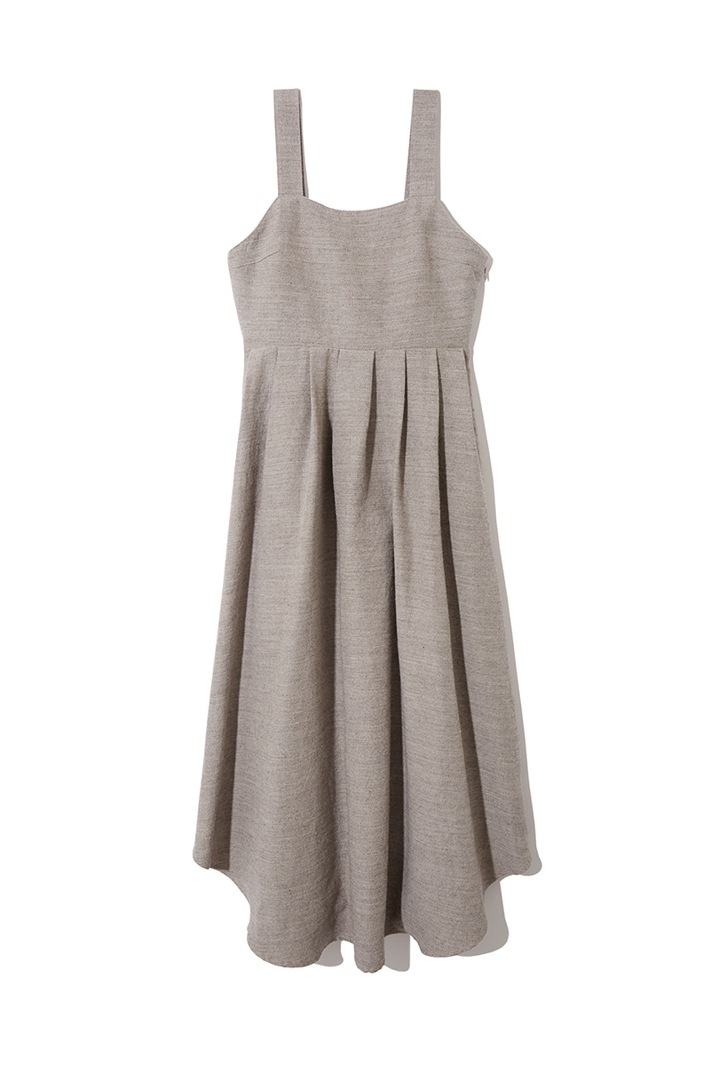 Wool Linen Belted Dress 詳細画像 Beige 2