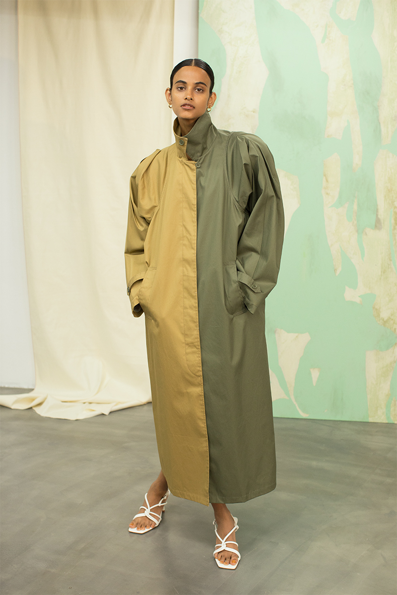Cotton Puff-sleeve Coat 詳細画像 Khaki 1