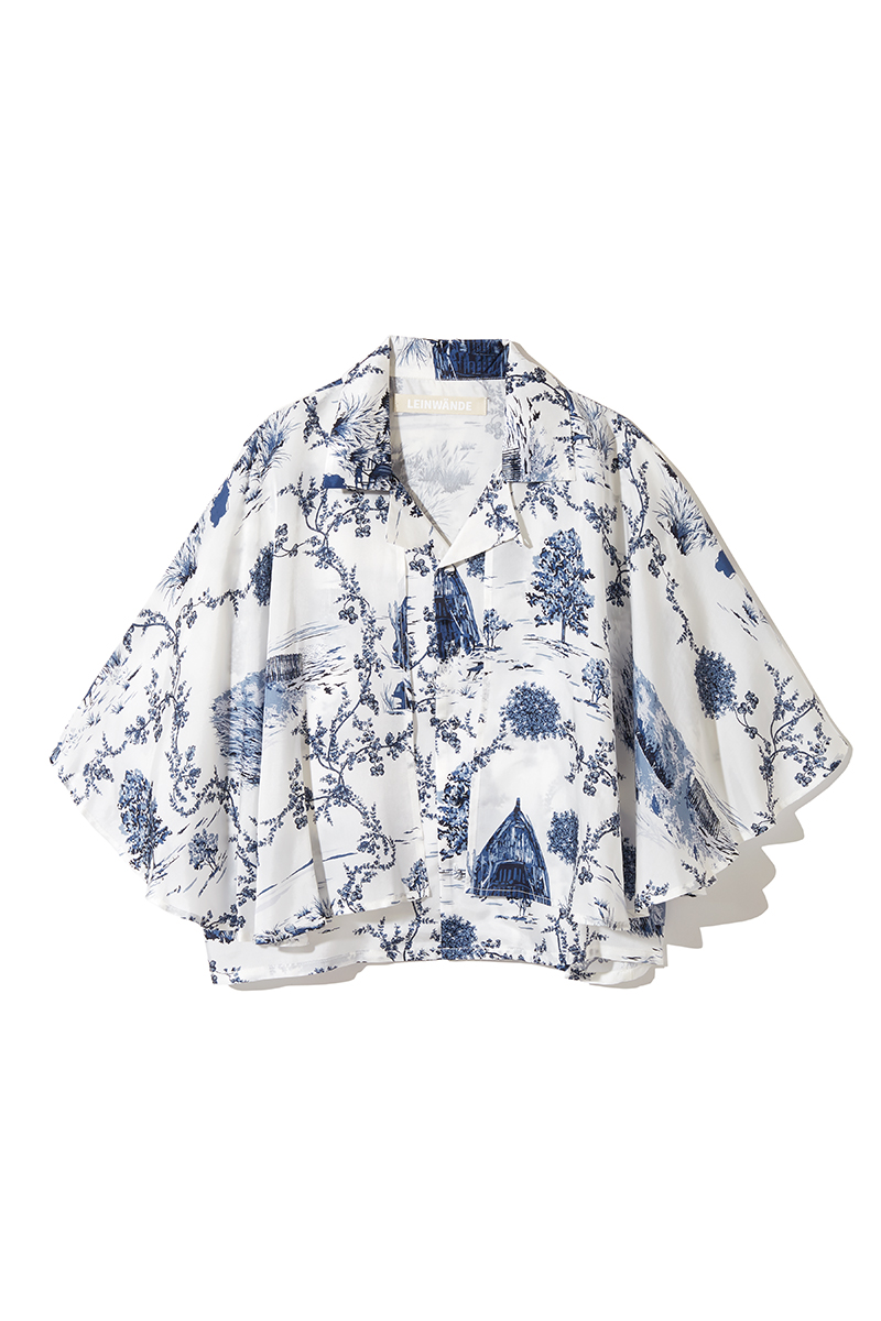Landscape Print Cape-sleeve Blouse 詳細画像 White 1