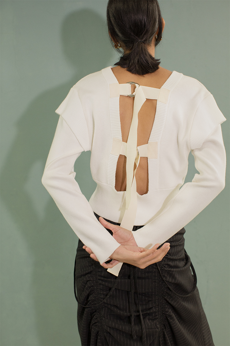 Belted Cap Sleeve Knit Top