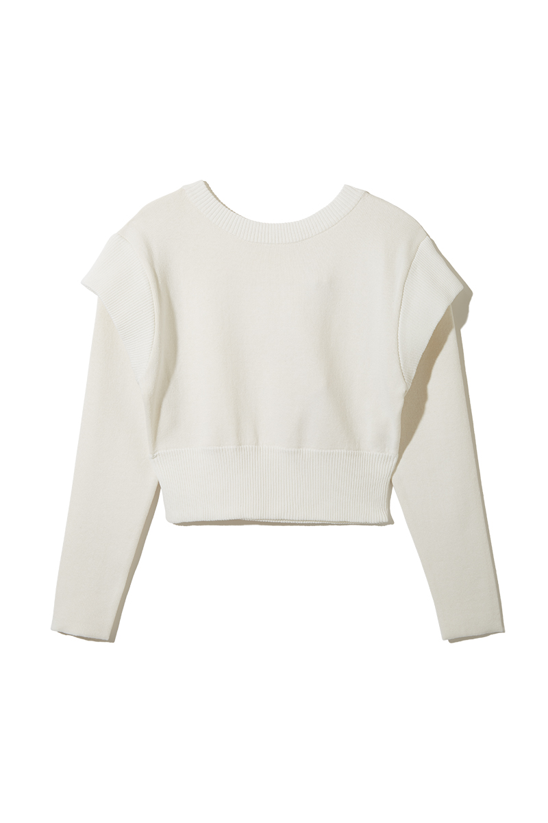 Belted Cap Sleeve Knit Top 詳細画像 White 2