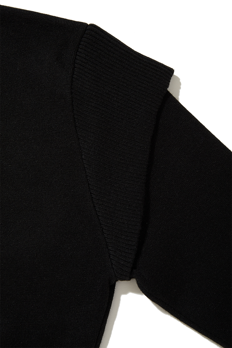 Belted Cap Sleeve Knit Top 詳細画像 Black 4