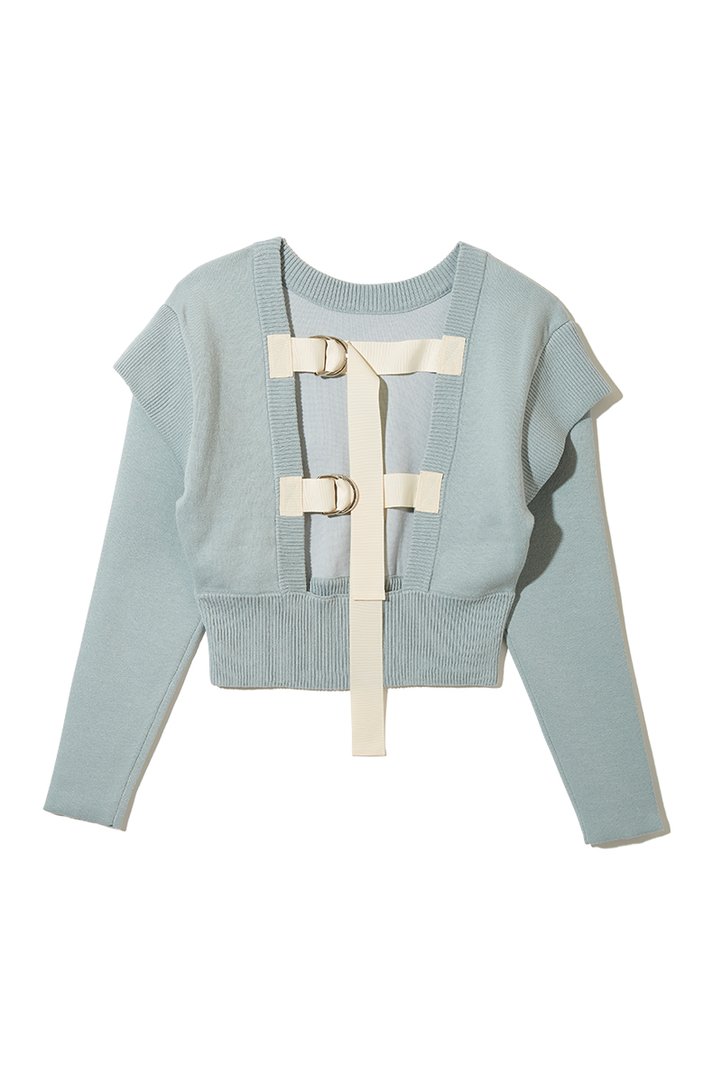 Belted Cap Sleeve Knit Top