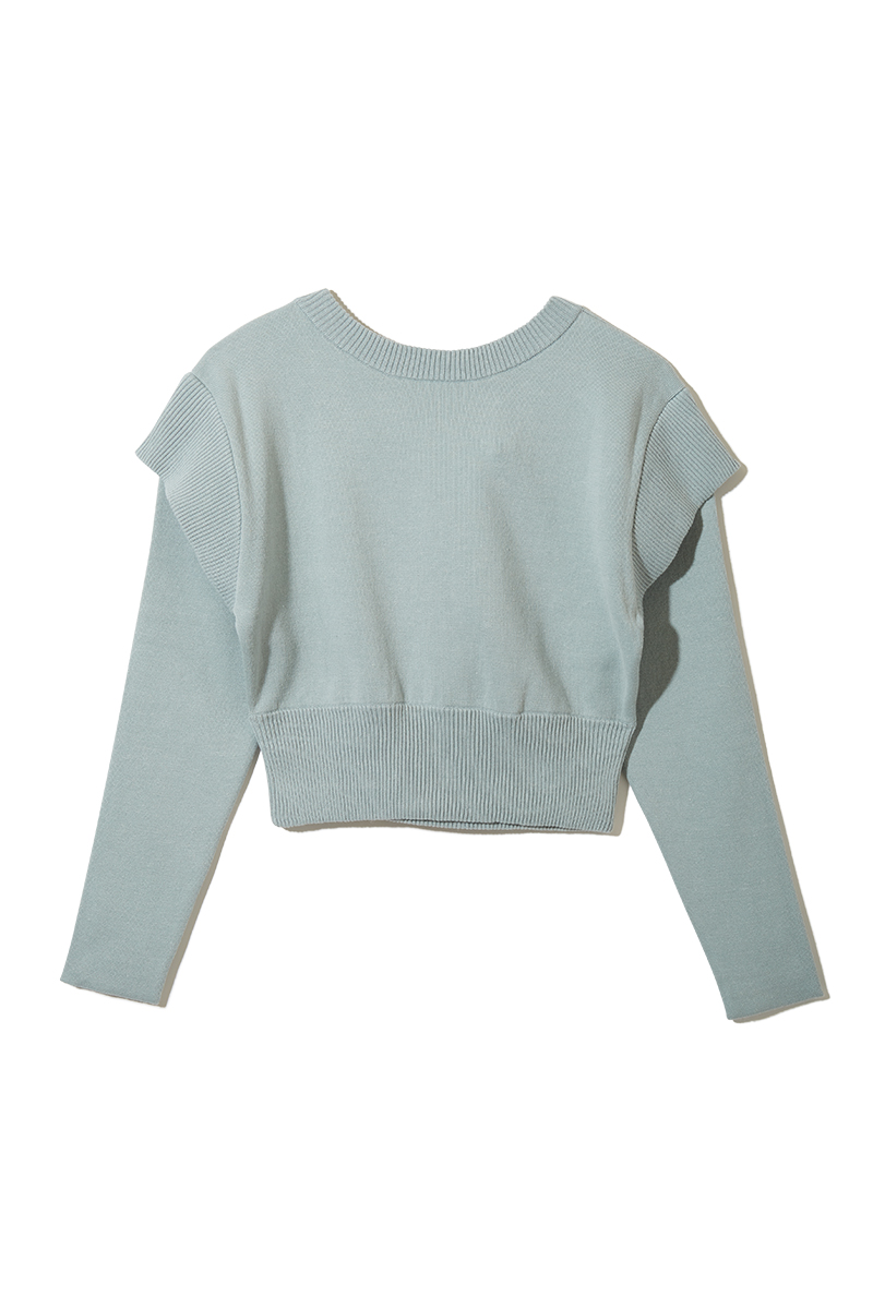 Belted Cap Sleeve Knit Top 詳細画像 Blue 2