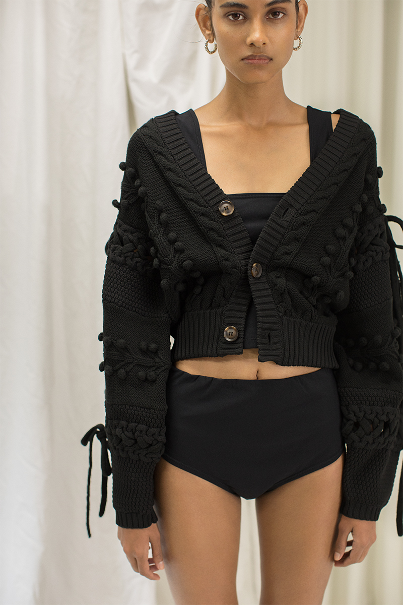 Popcorn Tree Knitted Cardigan 詳細画像 Black 2