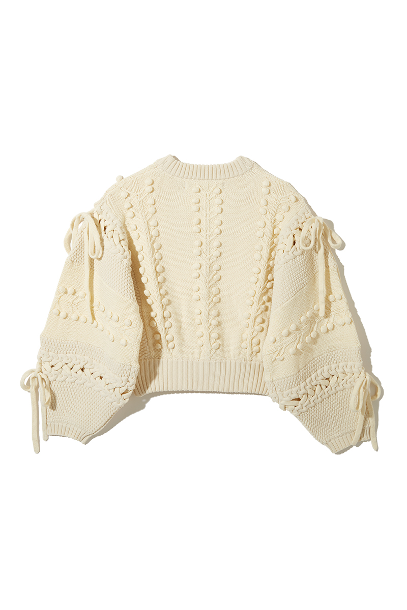 Popcorn Tree Knitted Cardigan 詳細画像 White 2