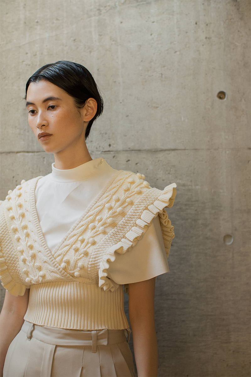 Popcorn Tree Knitted Crop Top 詳細画像 White 1