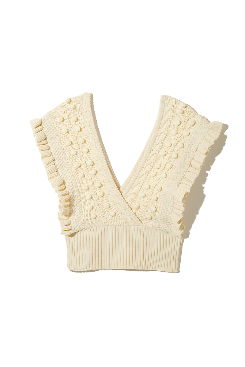 Popcorn Tree Knitted Crop Top 詳細画像 White 1