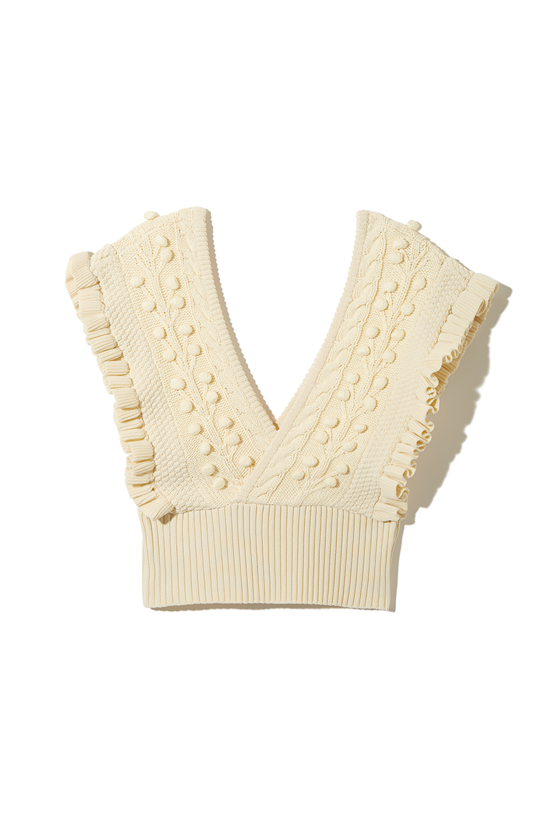 Popcorn Tree Knitted Crop Top 詳細画像 White 2