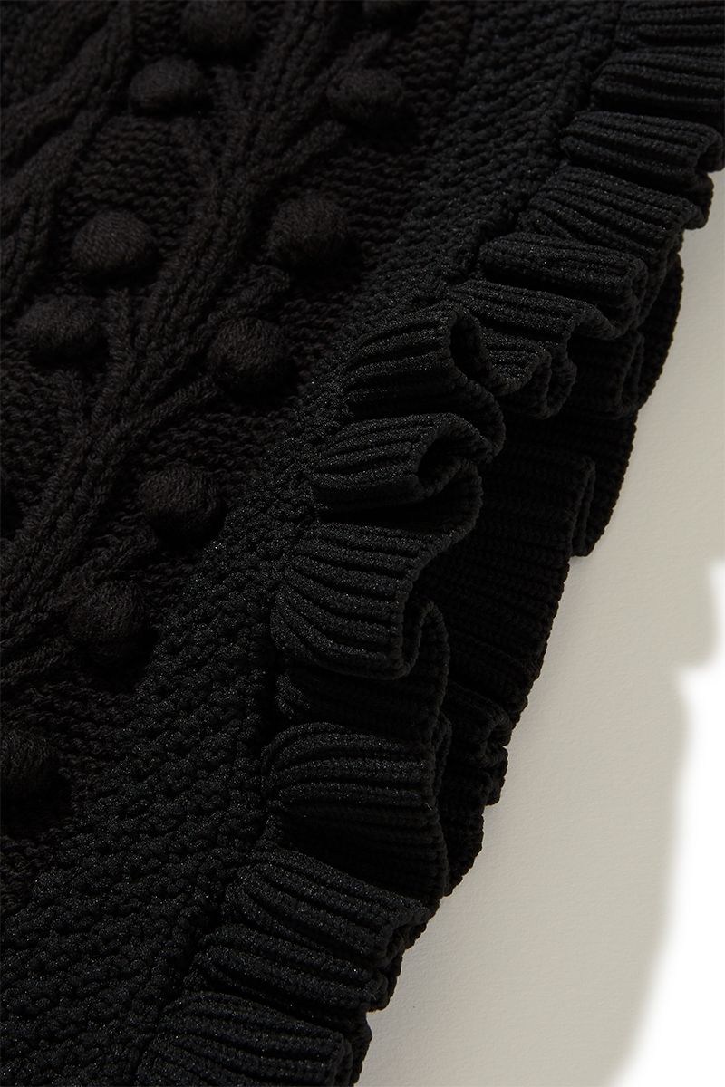 Popcorn Tree Knitted Crop Top 詳細画像 Black 3