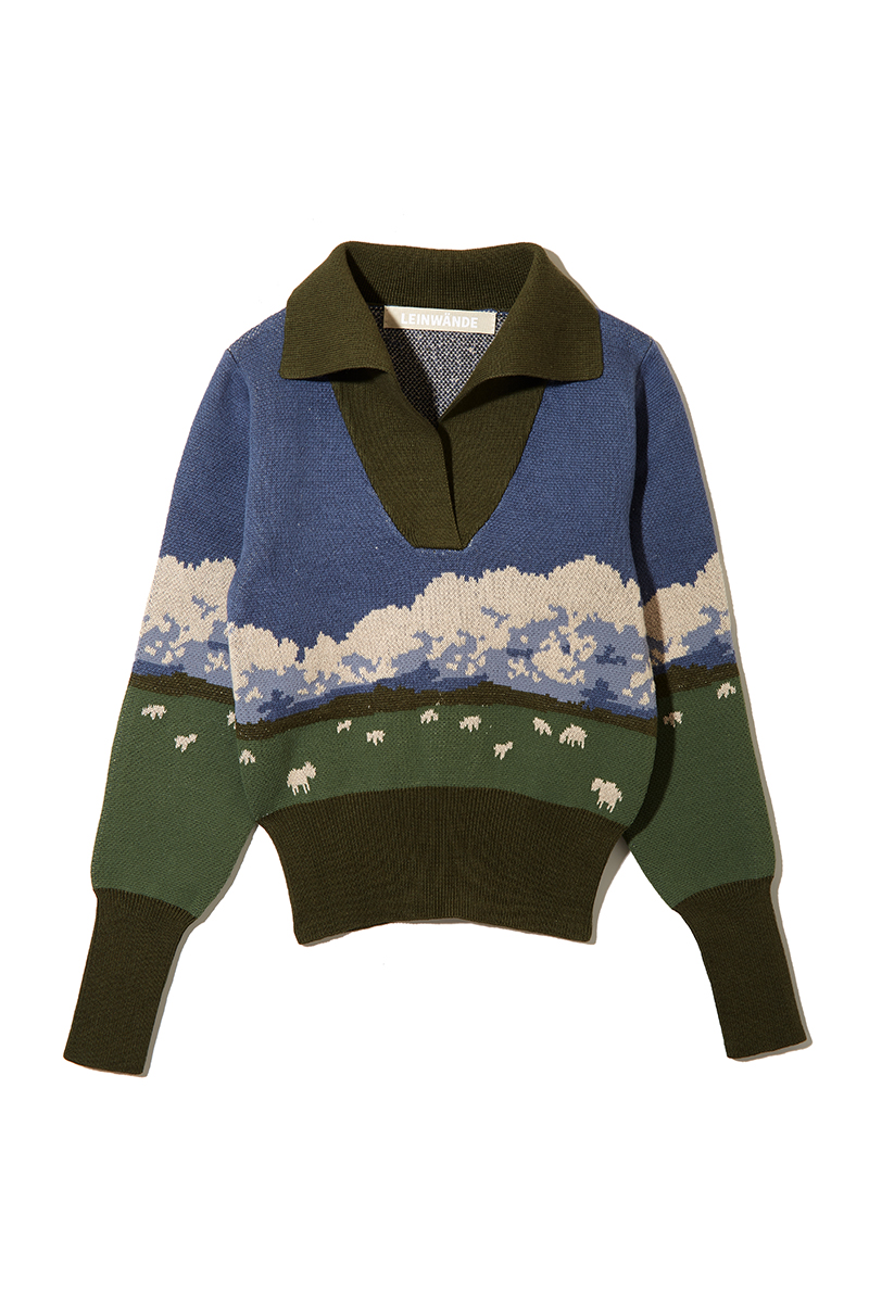 Landscape Jacquard  Polo 詳細画像 Blue 1