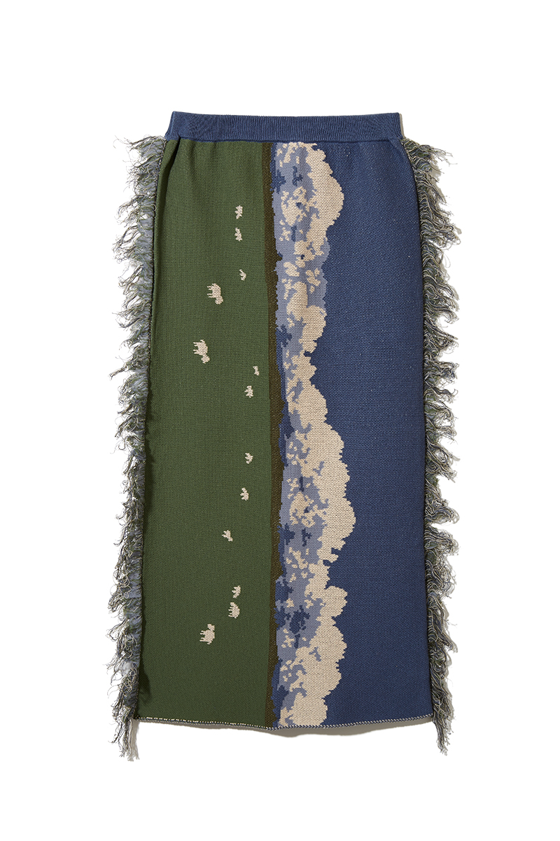 Landscape Jacquard Midi Skirt 詳細画像 Blue 1